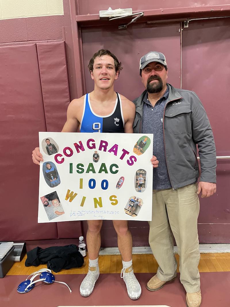 Isaac Whitney wins his 100th wrestling match